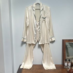 Ginia 100% Silk “Bride” Pajama Top & Pant Set